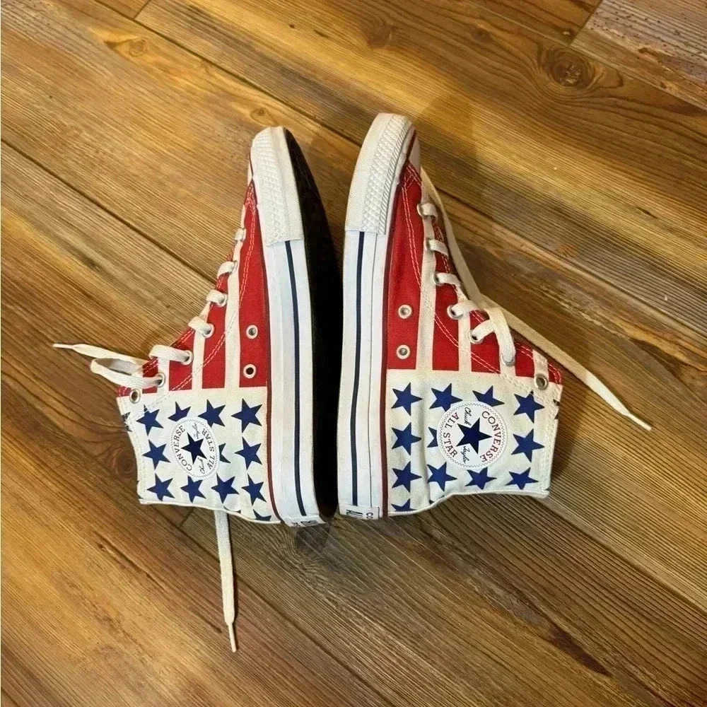 Converse Youth Kid’s Unisex American Flag High Top Sneakers - Size 4 like new - Picture 6 of 16